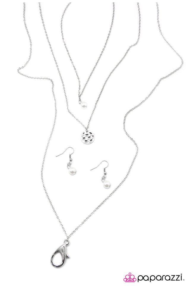 Inspire and Be Inspired White Lanyard Necklace - Paparazzi Accessories- lightbox - CarasShop.com - Paparazzi Jewelry by Cara Jewels