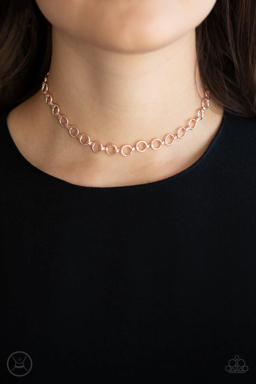 Insta Connection Gold Necklace - Paparazzi Accessories- on model - CarasShop.com - Paparazzi Jewelry by Cara Jewels
