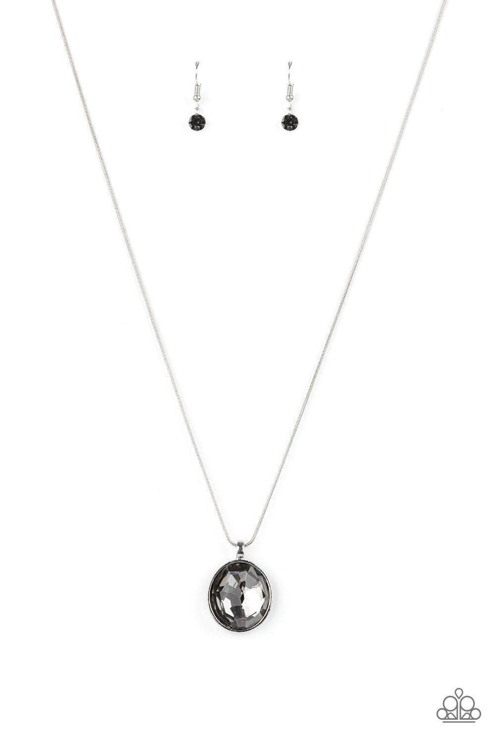 Instant Icon Smoky Silver Rhinestone Necklace - Paparazzi Accessories- lightbox - CarasShop.com - Paparazzi Jewelry by Cara Jewels