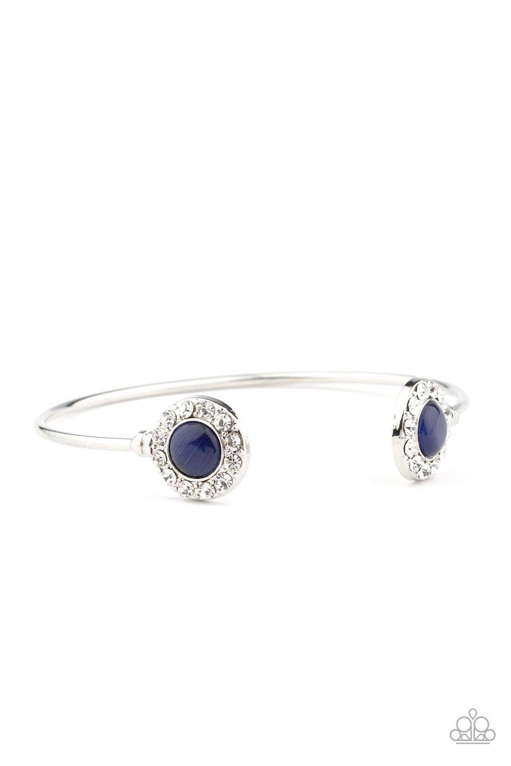 Instant Illumination Blue Cat's Eye Stone Cuff Bracelet - Paparazzi Accessories- lightbox - CarasShop.com - Paparazzi Jewelry by Cara Jewels