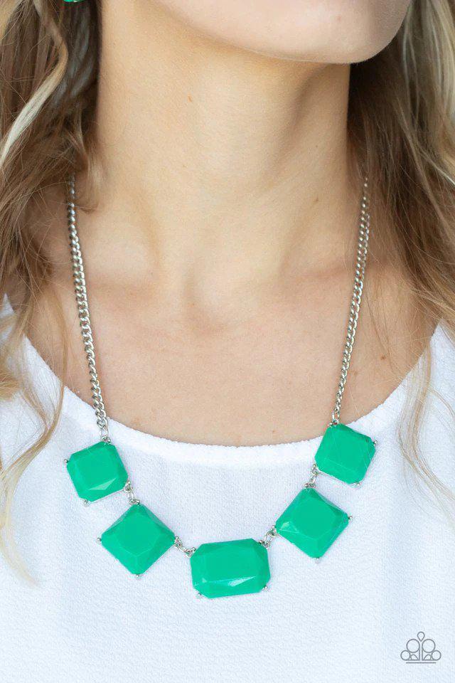 Instant Mood Booster Green Necklace - Paparazzi Accessories- on model - CarasShop.com - Paparazzi Jewelry by Cara Jewels