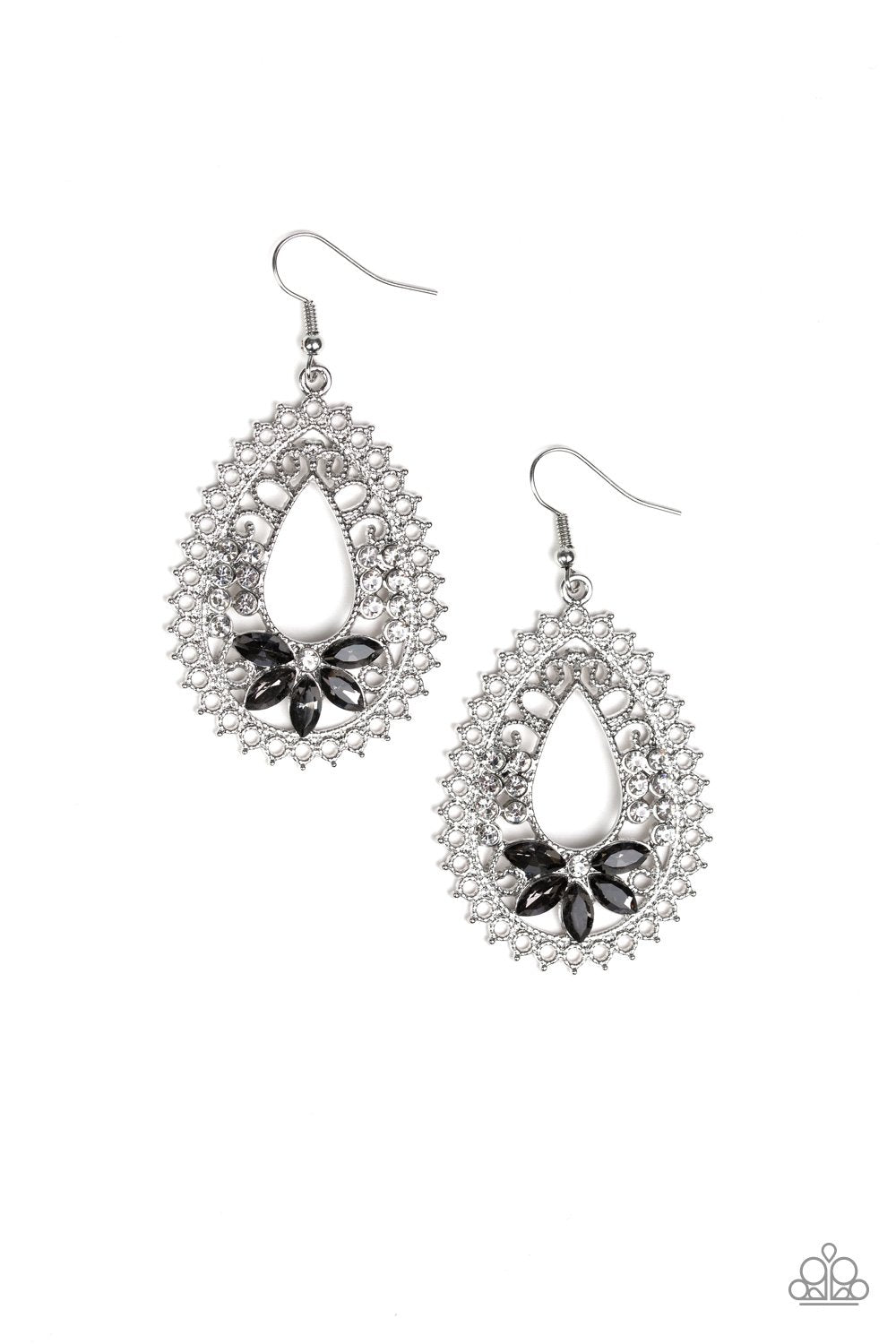 Instant REFLECT Silver Rhinestone Earrings - Paparazzi Accessories- lightbox - CarasShop.com - Paparazzi Jewelry by Cara Jewels