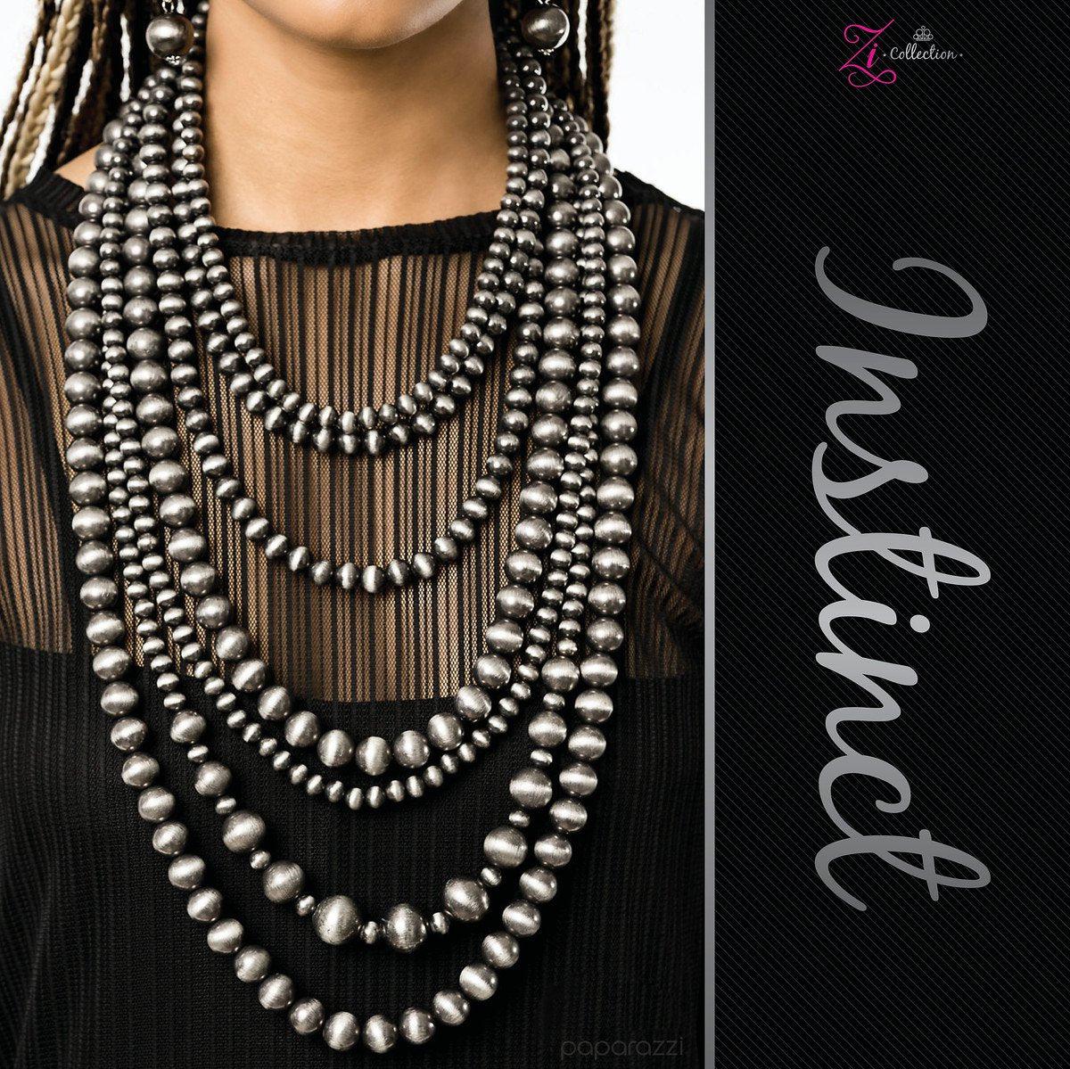 Instinct 2019 Zi Collection Necklace and matching Earrings - Paparazzi Accessories- lightbox - CarasShop.com - Paparazzi Jewelry by Cara Jewels
