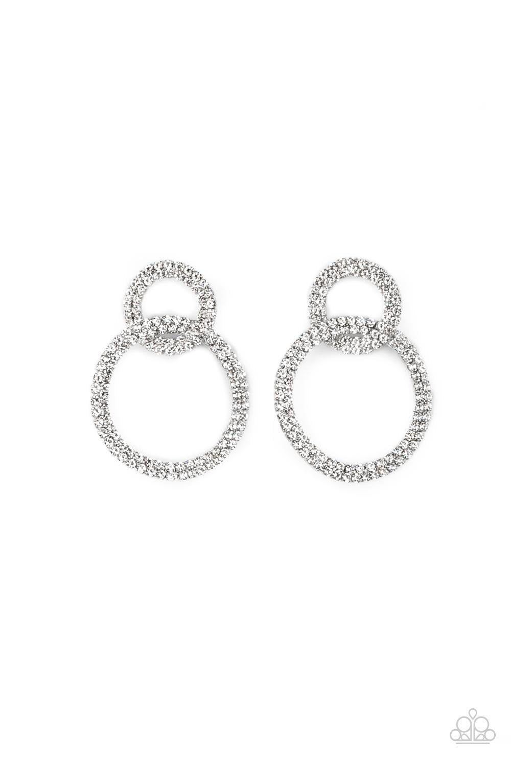 Intensely Icy Gunmetal Black and White Rhinestone Earrings - Paparazzi Accessories- lightbox - CarasShop.com - Paparazzi Jewelry by Cara Jewels
