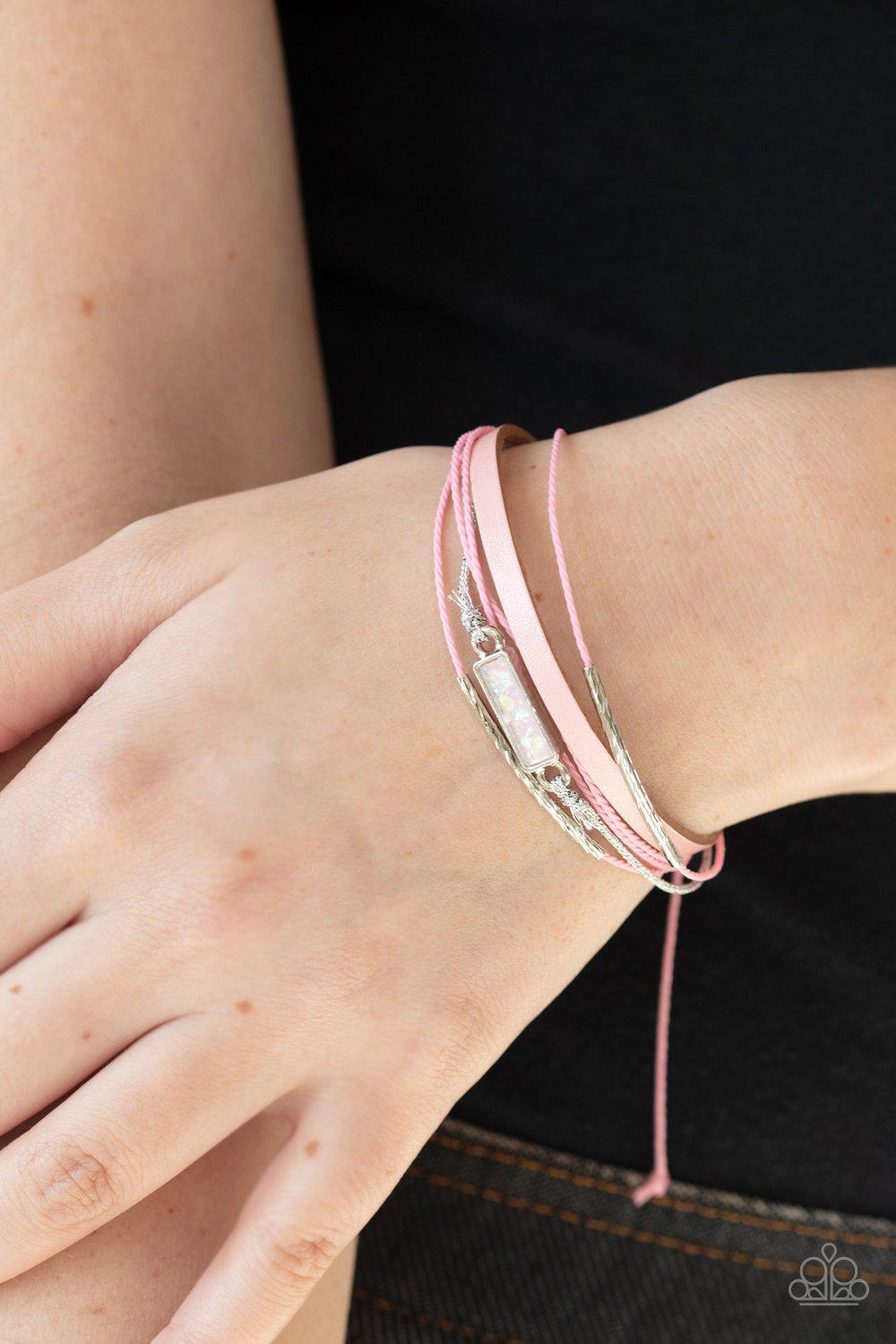 Interstellar Iridescence Pink and Silver Urban Knot Bracelet - Paparazzi Accessories- lightbox - CarasShop.com - Paparazzi Jewelry by Cara Jewels