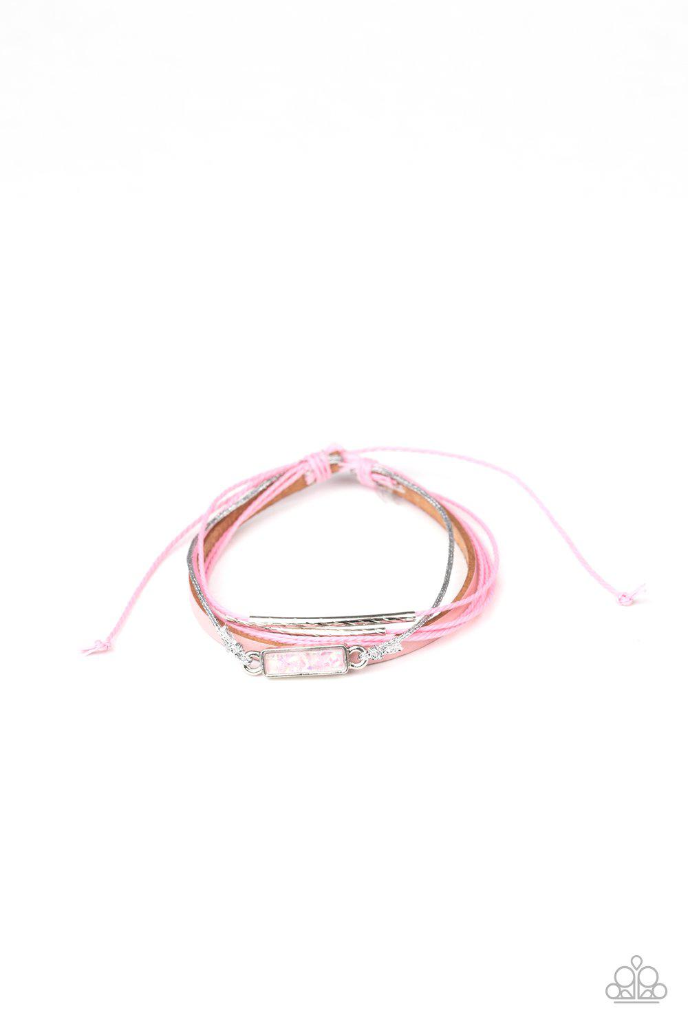 Interstellar Iridescence Pink and Silver Urban Knot Bracelet - Paparazzi Accessories- on model - CarasShop.com - Paparazzi Jewelry by Cara Jewels