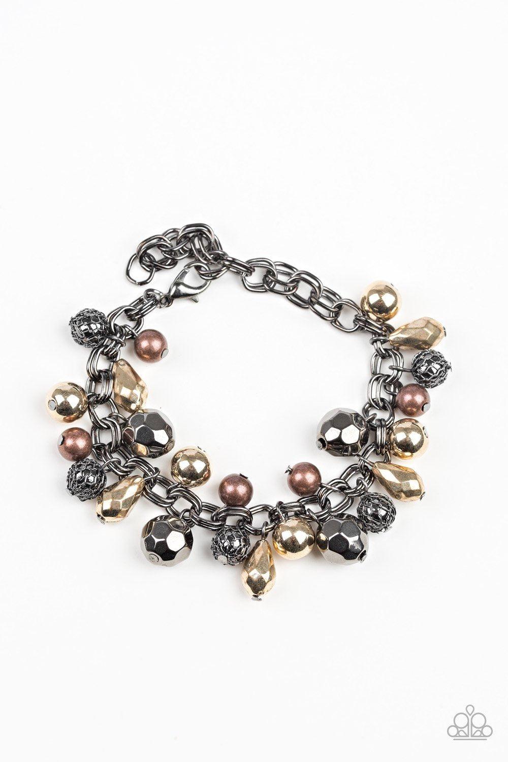 Invest In This Black, Copper, Gold and Gunmetal Bracelet - Paparazzi Accessories- lightbox - CarasShop.com - Paparazzi Jewelry by Cara Jewels
