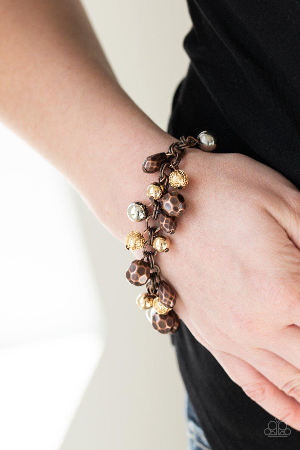 Invest in This Multi Copper, Gold and Silver Bracelet - Paparazzi Accessories- on model - CarasShop.com - Paparazzi Jewelry by Cara Jewels