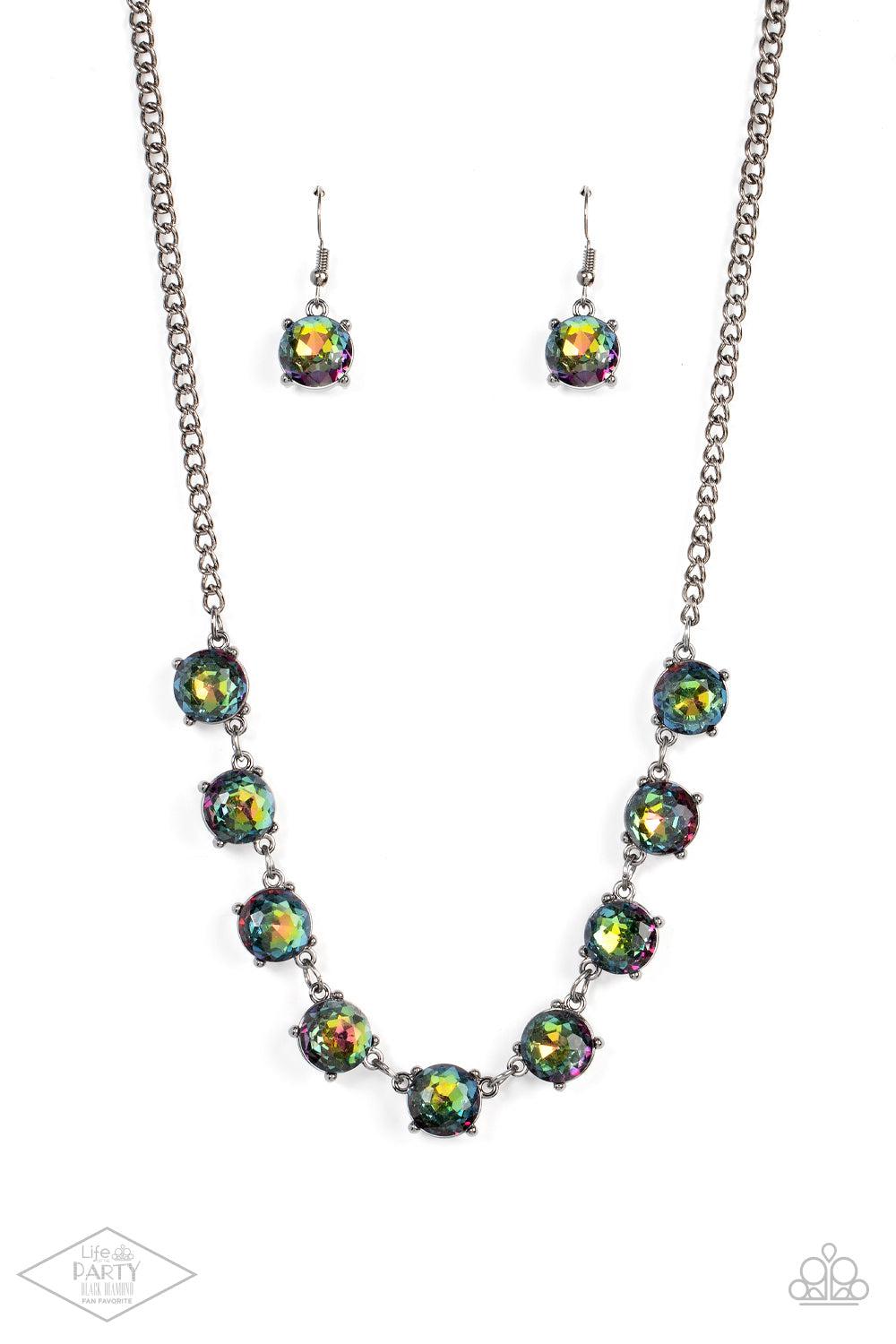 Iridescent Icing Multi "Oil Spill" Rhinestone Necklace - Paparazzi Accessories- lightbox - CarasShop.com - Paparazzi Jewelry by Cara Jewels