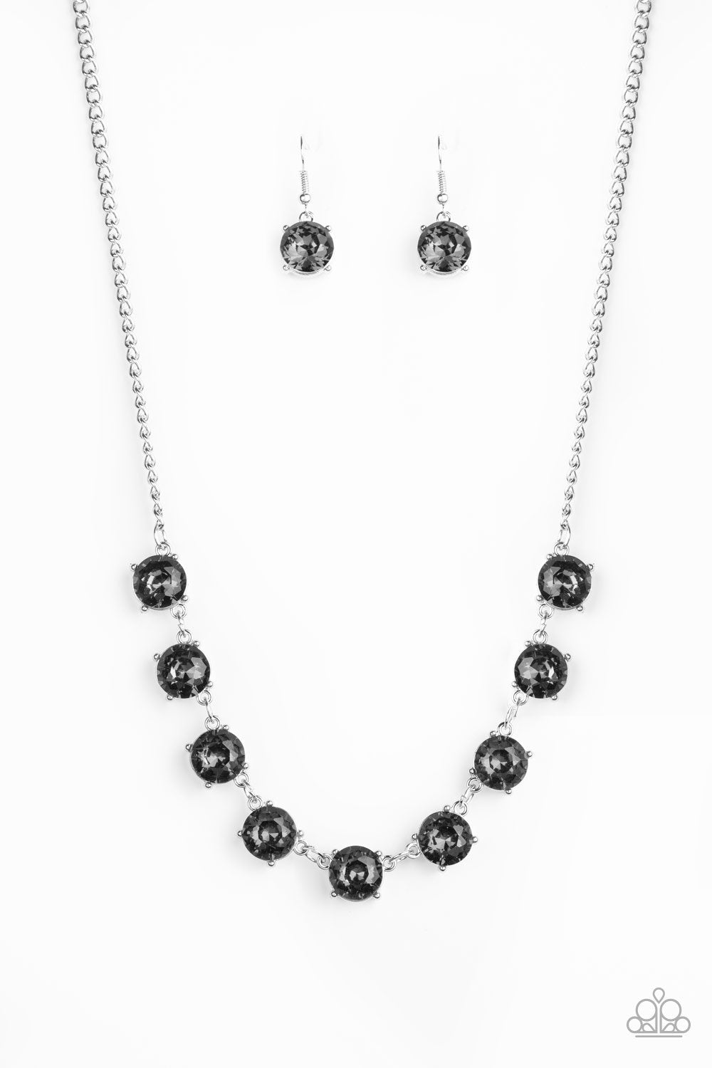 Iridescent Icing Silver Necklace - Paparazzi Accessories - free matching earrings -CarasShop.com - Paparazzi Jewelry by Cara Jewels