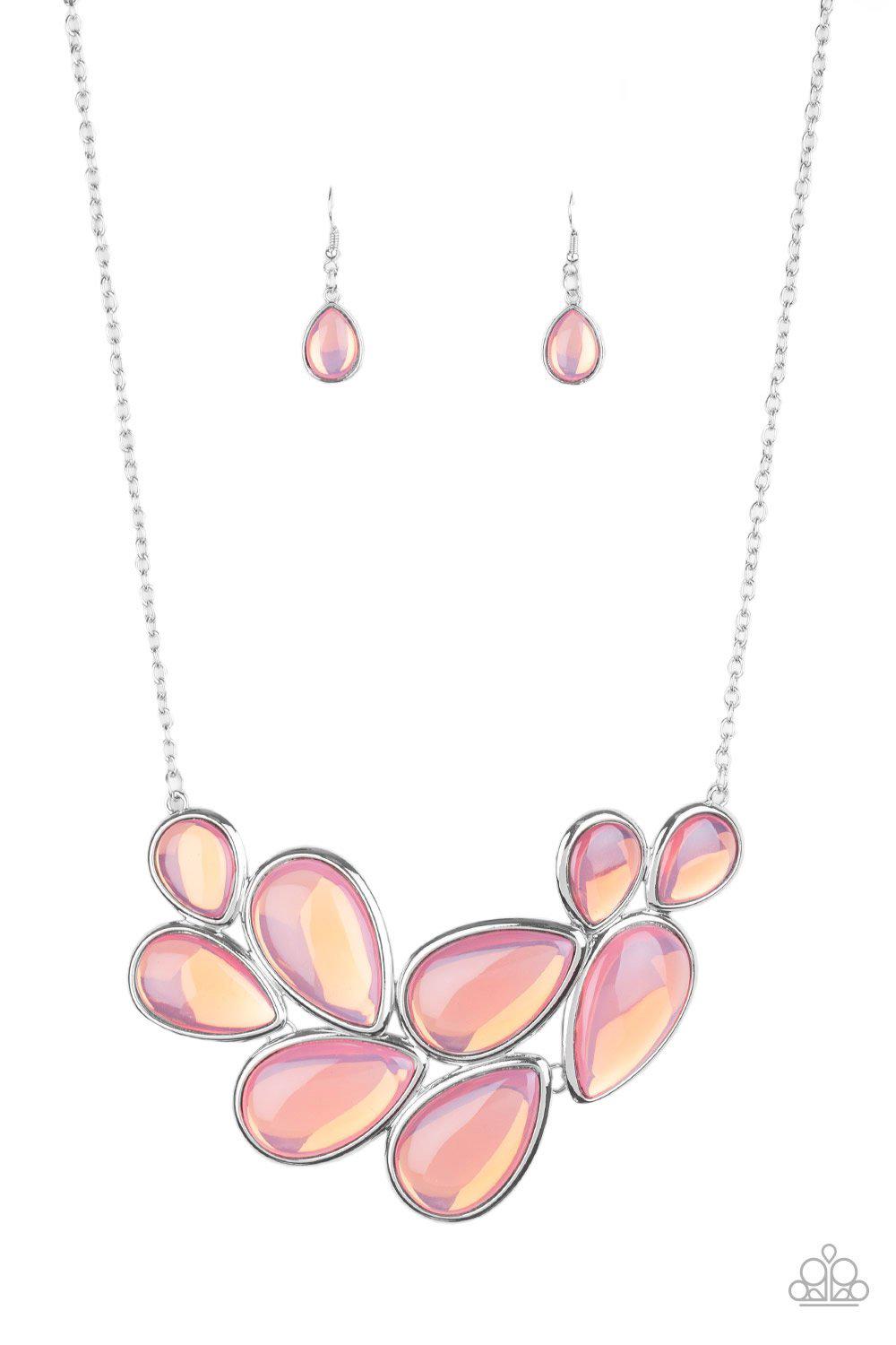 Iridescently Irresistible Pink Necklace - Paparazzi Accessories - free matching earrings -CarasShop.com - Paparazzi Jewelry by Cara Jewels
