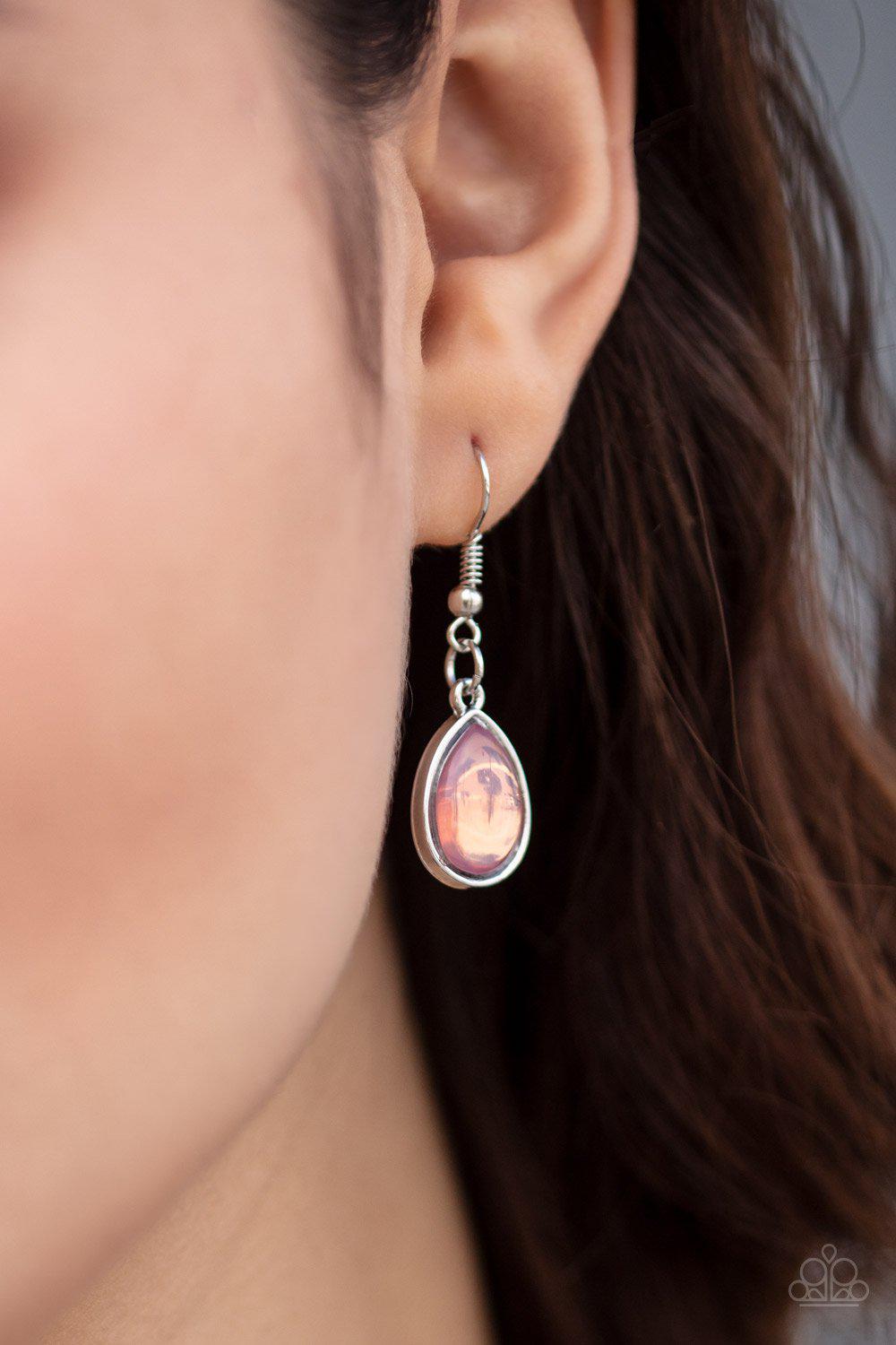 Iridescently Irresistible Pink Necklace - Paparazzi Accessories- on model - CarasShop.com - Paparazzi Jewelry by Cara Jewels