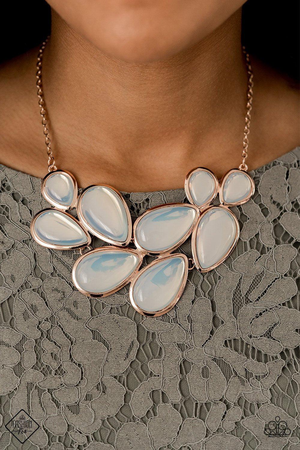 Iridescently Irresistible Rose Gold Necklace - Paparazzi Accessories- lightbox - CarasShop.com - Paparazzi Jewelry by Cara Jewels
