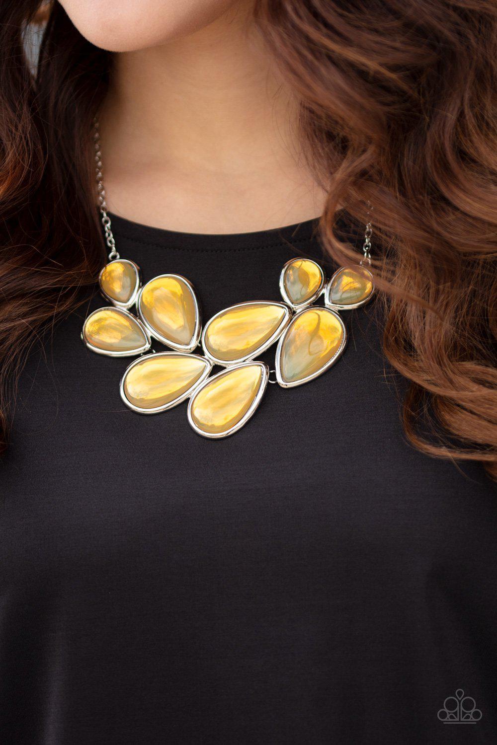 Iridescently Irresistible Yellow Necklace - Paparazzi Accessories- lightbox - CarasShop.com - Paparazzi Jewelry by Cara Jewels
