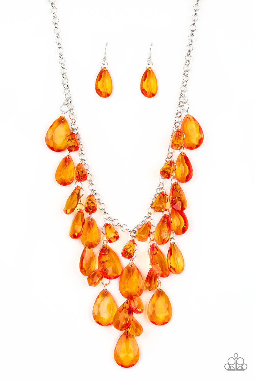 Irresistable Iridescence Orange Necklace - Paparazzi Accessories - free matching earrings -CarasShop.com - Paparazzi Jewelry by Cara Jewels