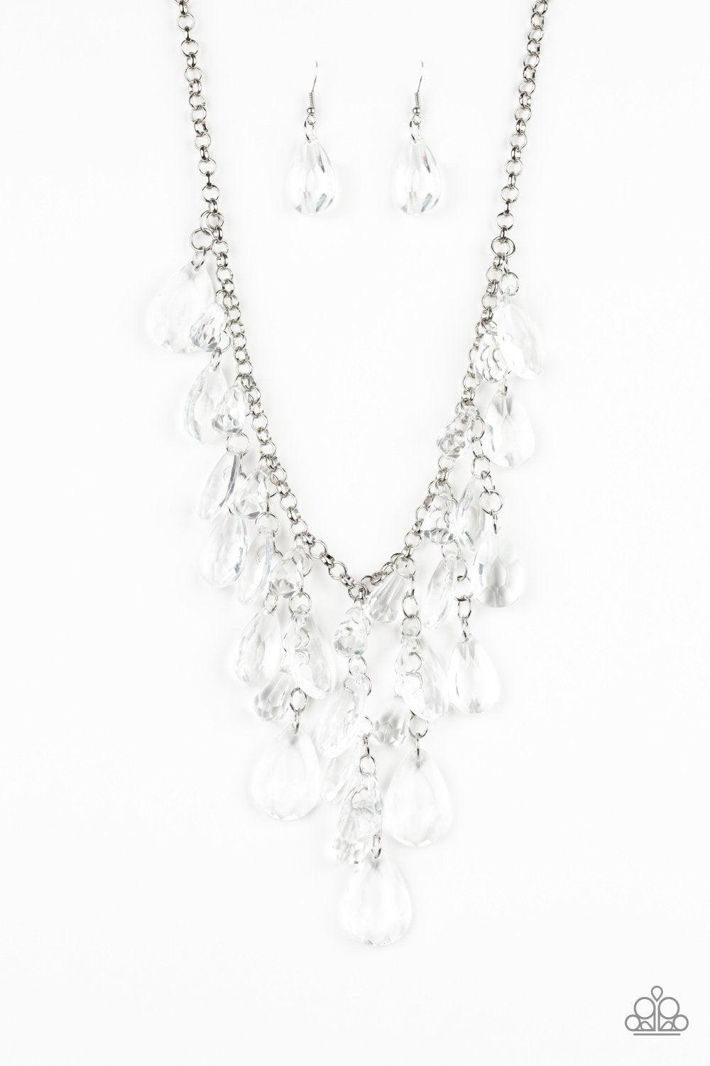 Irresistible Iridescence White Necklace - Paparazzi Accessories - free matching earrings -CarasShop.com - Paparazzi Jewelry by Cara Jewels