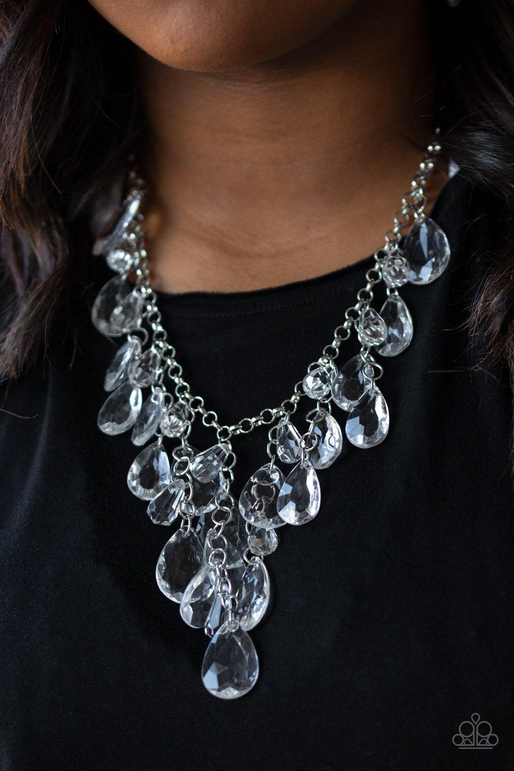 Irresistible Iridescence White Necklace - Paparazzi Accessories - free matching earrings -CarasShop.com - Paparazzi Jewelry by Cara Jewels