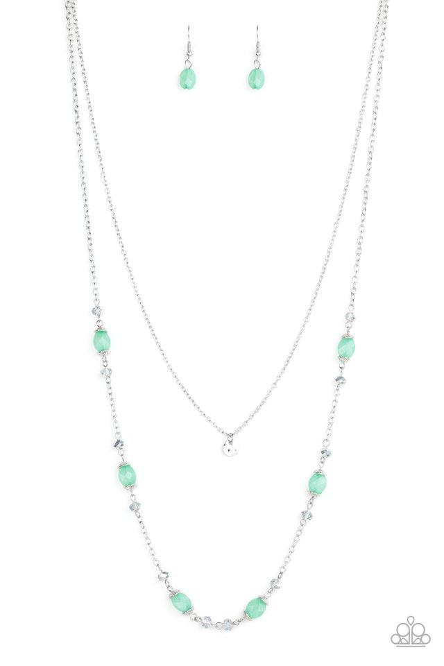 Irresistibly Iridescent Green Necklace - Paparazzi Accessories - free matching earrings -CarasShop.com - Paparazzi Jewelry by Cara Jewels