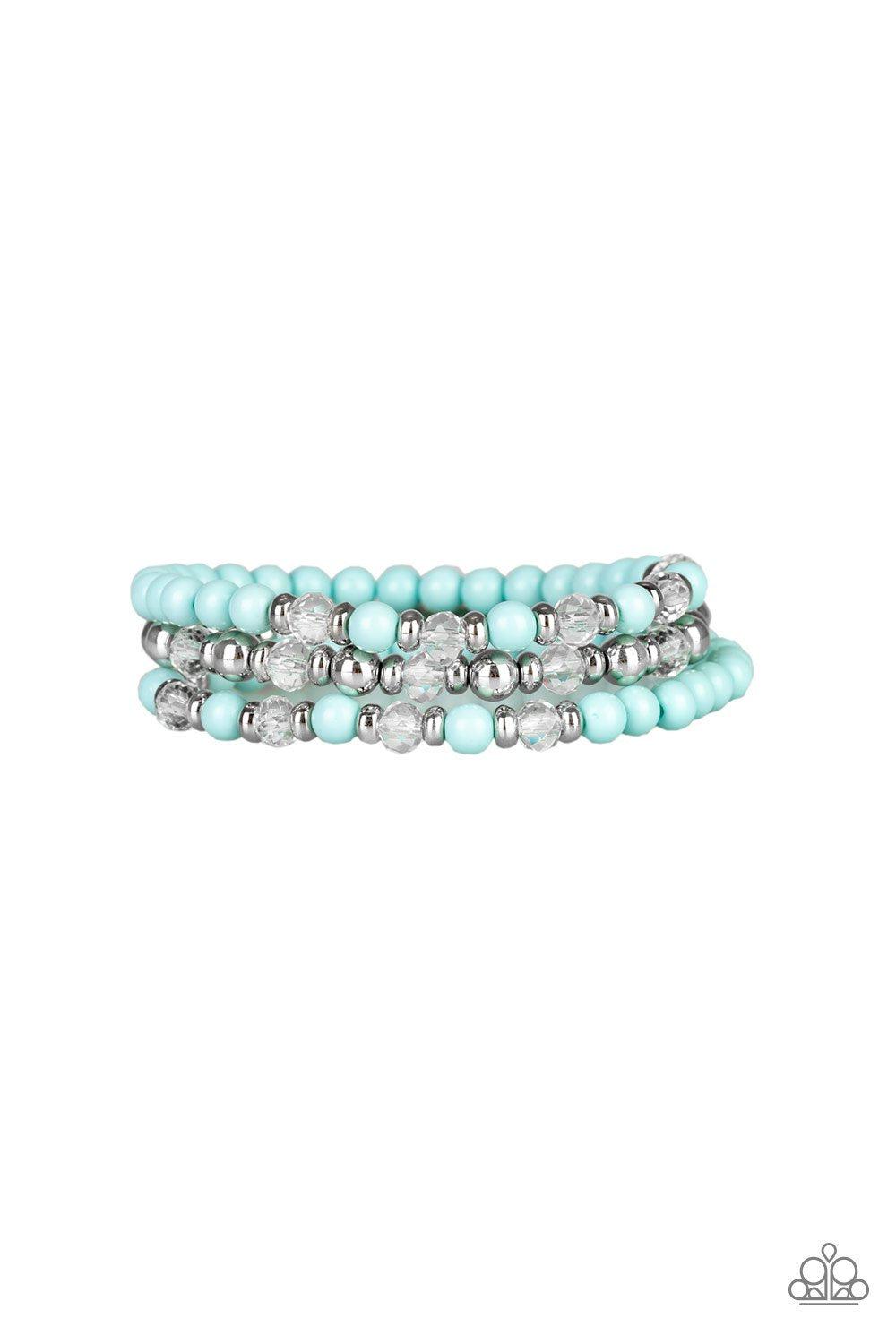 Irresistibly Irresistible Blue Bracelet Set - Paparazzi Accessories- on model - CarasShop.com - Paparazzi Jewelry by Cara Jewels
