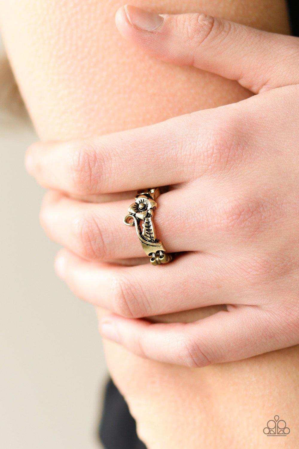 Island Haven Brass Ring - Paparazzi Accessories- lightbox - CarasShop.com - Paparazzi Jewelry by Cara Jewels