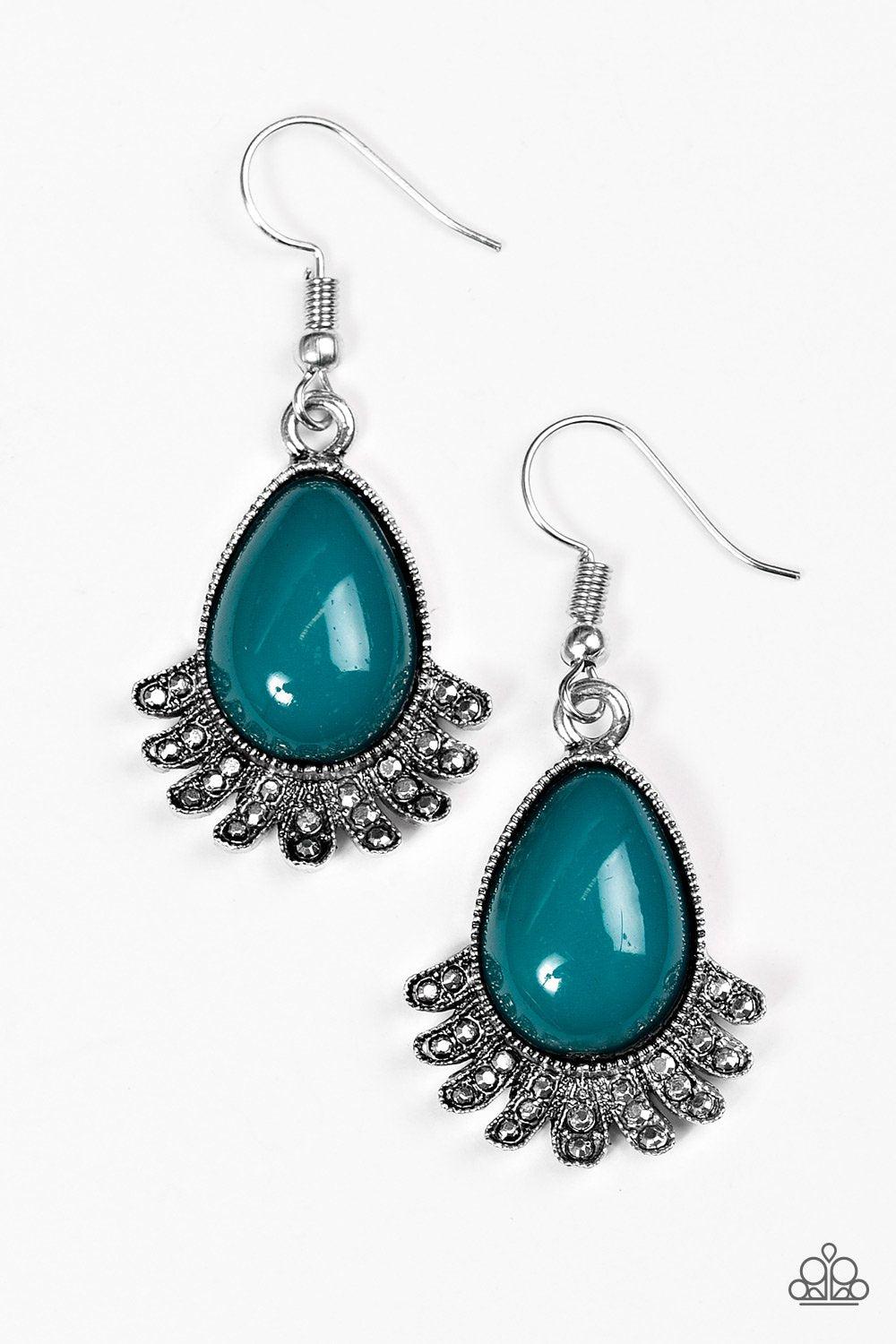 Island Inspiration Blue Earrings - Paparazzi Accessories- on model - CarasShop.com - Paparazzi Jewelry by Cara Jewels