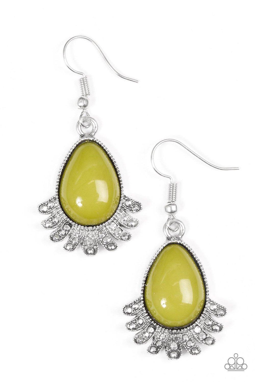 Island Inspiration Green Earrings - Paparazzi Accessories- on model - CarasShop.com - Paparazzi Jewelry by Cara Jewels