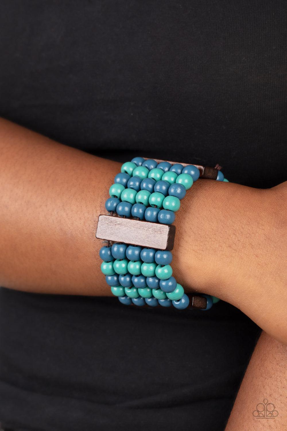 Island Soul Blue Bracelet - Paparazzi Accessories- on model - CarasShop.com - Paparazzi Jewelry by Cara Jewels