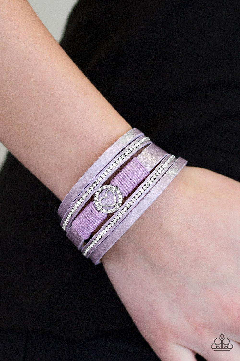 It Takes Heart Purple Urban Bracelet - Paparazzi Accessories- lightbox - CarasShop.com - Paparazzi Jewelry by Cara Jewels
