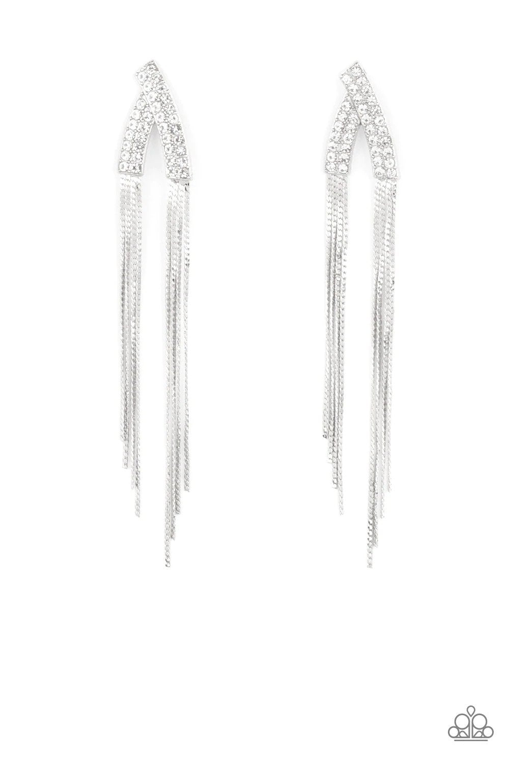 It Takes Two To TASSEL White Earrings - Paparazzi Accessories- lightbox - CarasShop.com - Paparazzi Jewelry by Cara Jewels