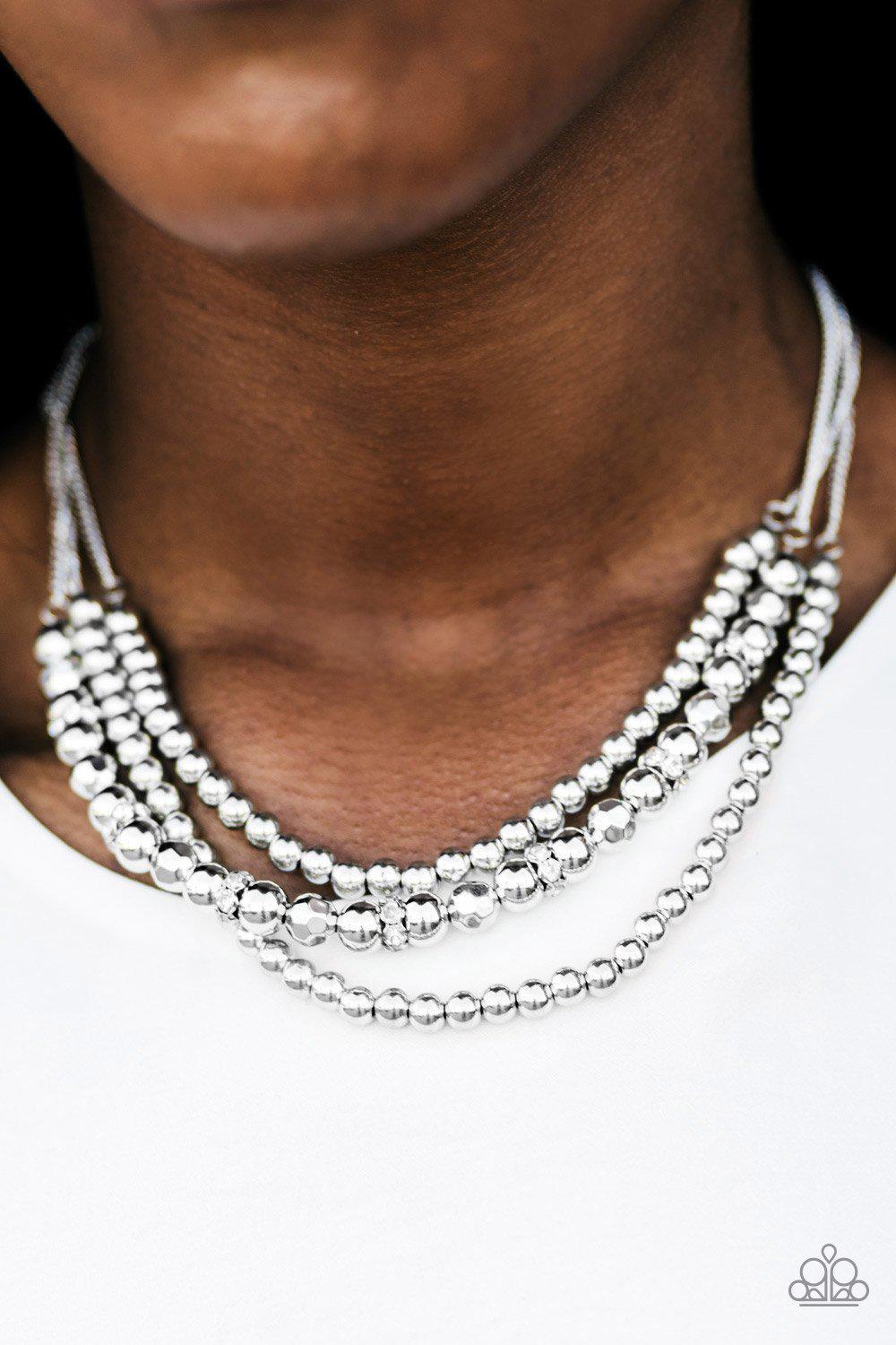 It's A Diva Thing Silver Necklace - Paparazzi Accessories- lightbox - CarasShop.com - Paparazzi Jewelry by Cara Jewels