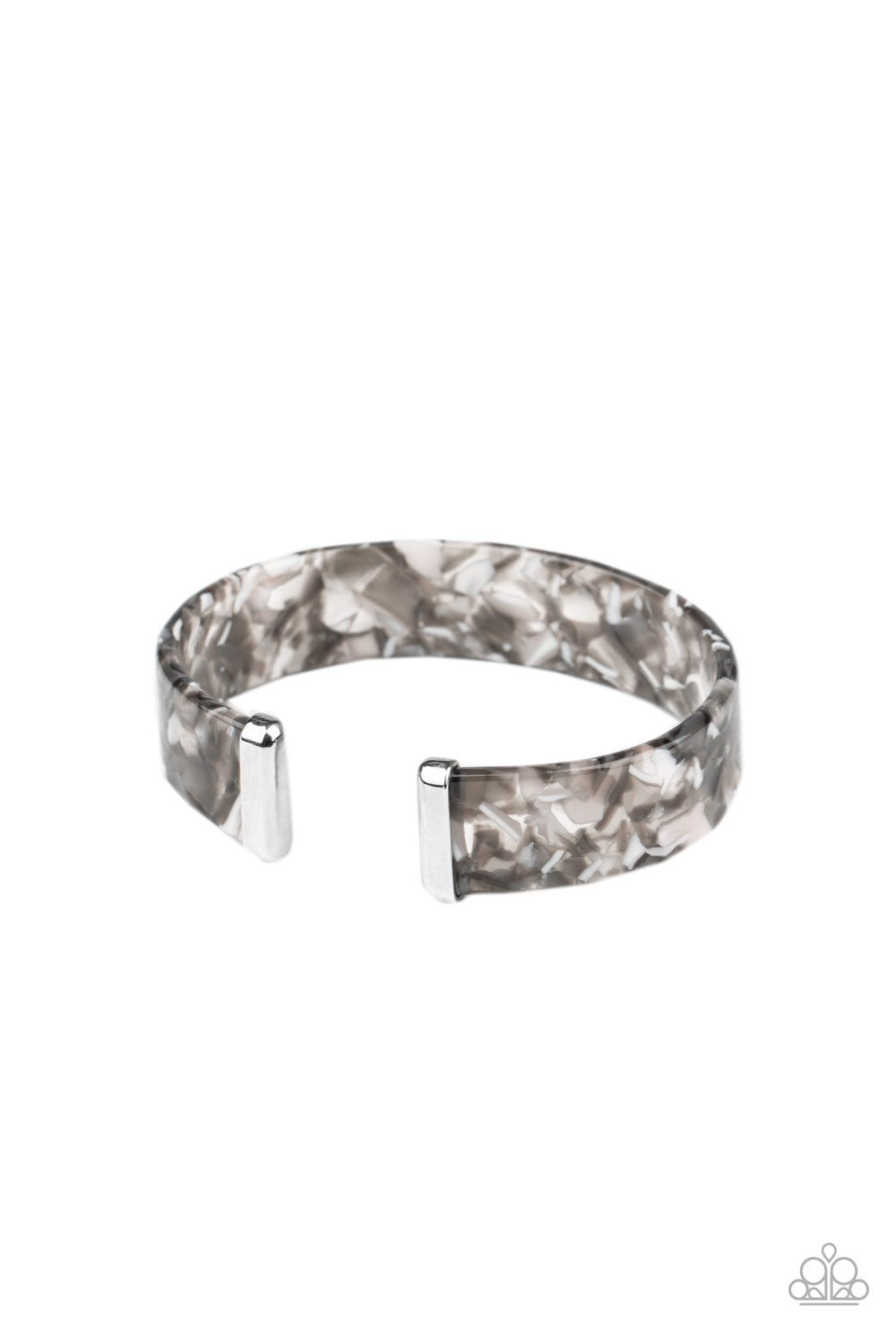 Its Getting HAUTE In Here Black and Silver Acrylic Cuff Bracelet - Paparazzi Accessories- lightbox - CarasShop.com - Paparazzi Jewelry by Cara Jewels