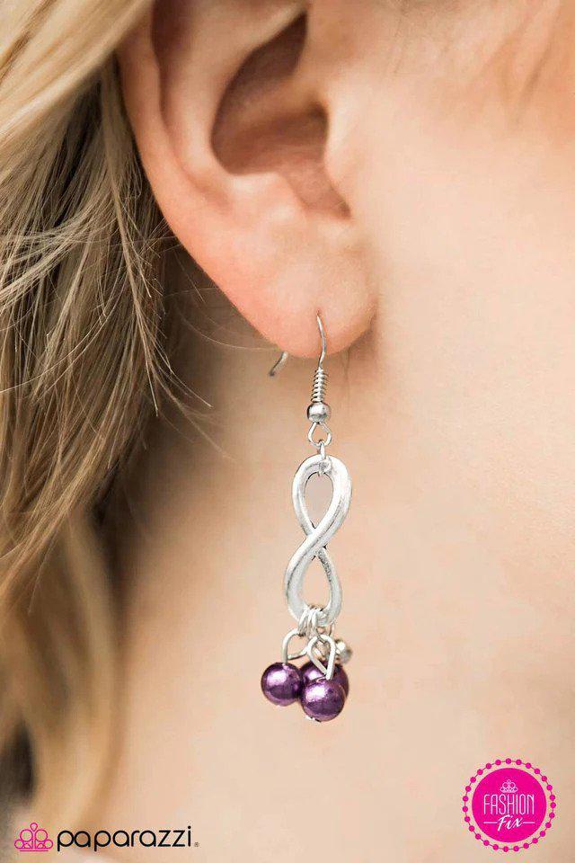 It's Not The End Of The World Purple Infinity Earrings - Paparazzi Accessories- lightbox - CarasShop.com - Paparazzi Jewelry by Cara Jewels