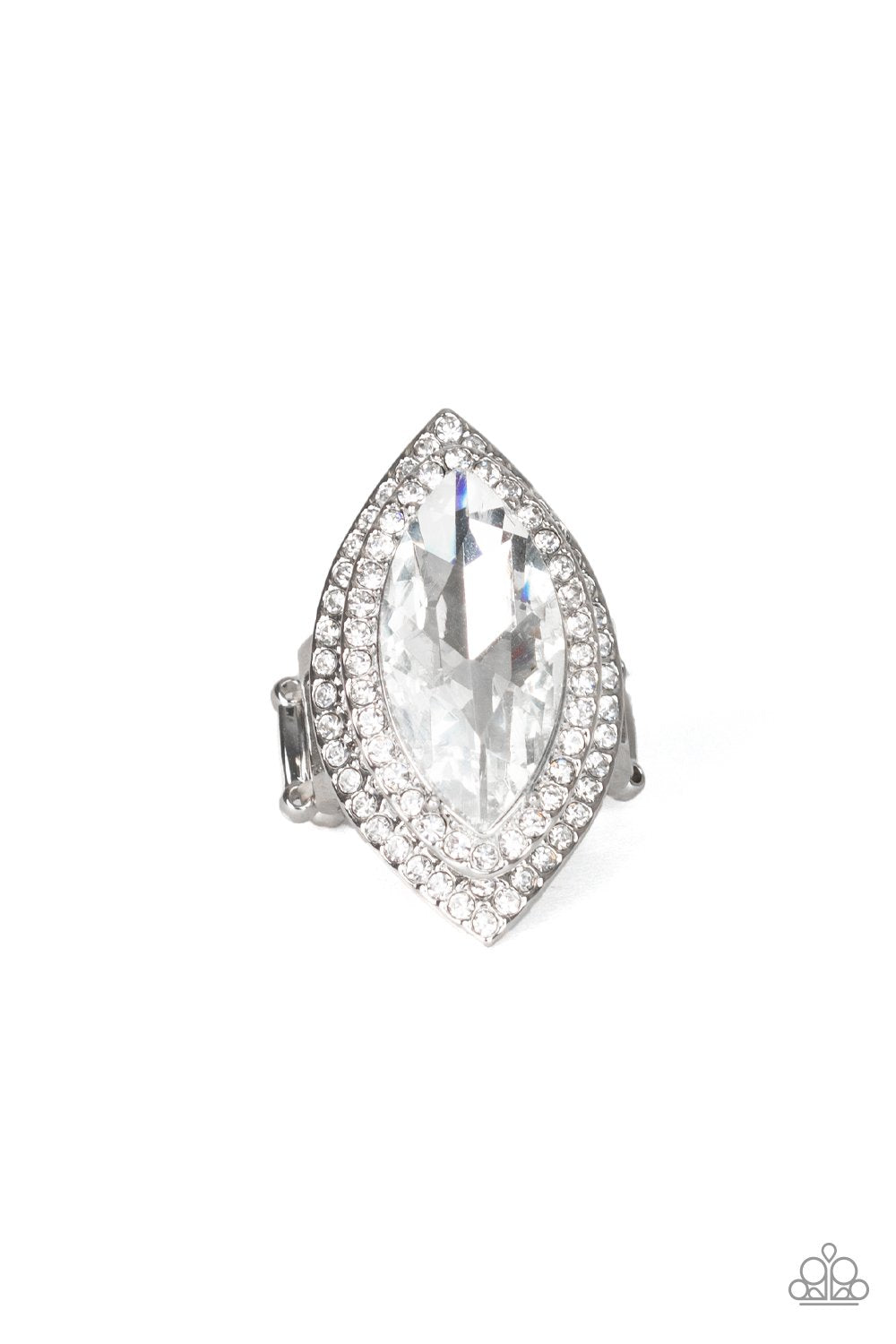 Jaw-Dropping Dazzle White Rhinestone Ring - Paparazzi Accessories- lightbox - CarasShop.com - Paparazzi Jewelry by Cara Jewels