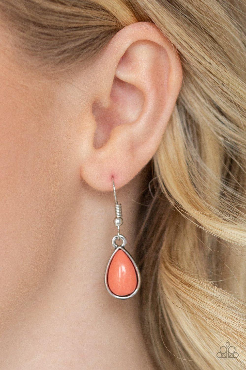 Jaw-Dropping Diva Coral Teardrop Necklace - Paparazzi Accessories - free matching earrings -CarasShop.com - Paparazzi Jewelry by Cara Jewels