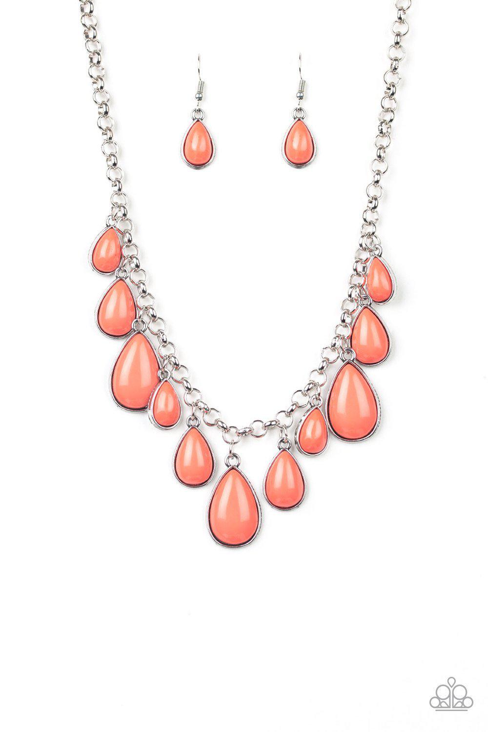 Jaw-Dropping Diva Coral Teardrop Necklace - Paparazzi Accessories- lightbox - CarasShop.com - Paparazzi Jewelry by Cara Jewels
