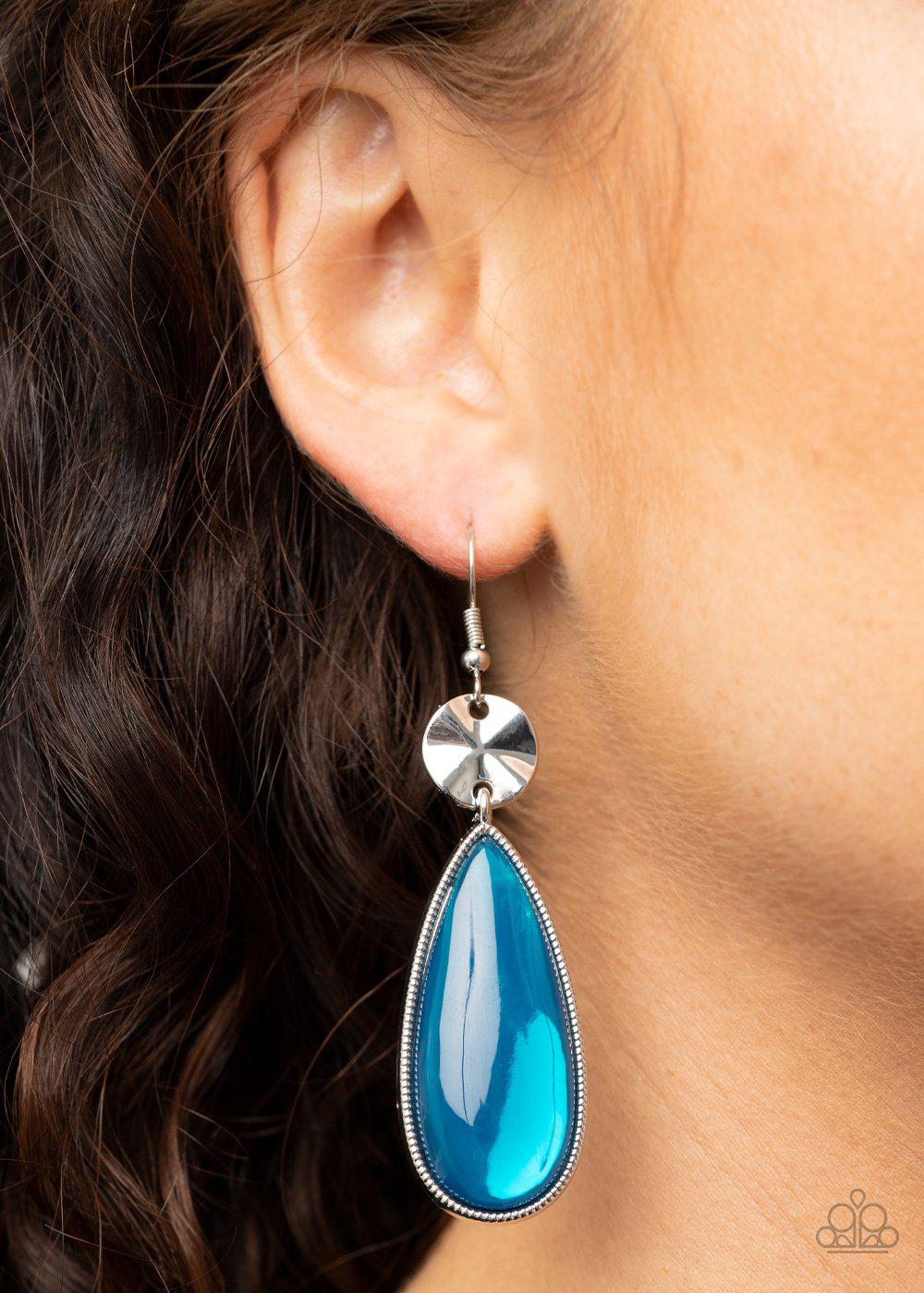 Jaw-Dropping Drama Blue Earrings - Paparazzi Accessories- lightbox - CarasShop.com - Paparazzi Jewelry by Cara Jewels