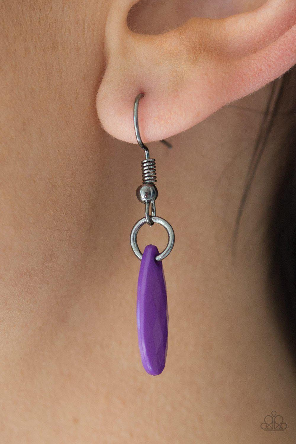 Jersey Shore Purple and Gunmetal Necklace - Paparazzi Accessories - free matching earrings -CarasShop.com - Paparazzi Jewelry by Cara Jewels