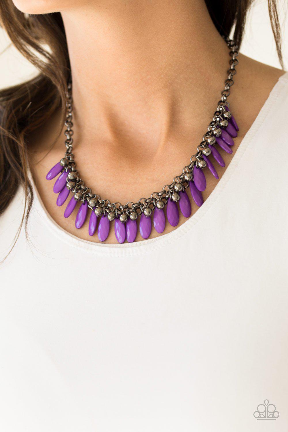 Jersey Shore Purple and Gunmetal Necklace - Paparazzi Accessories- lightbox - CarasShop.com - Paparazzi Jewelry by Cara Jewels