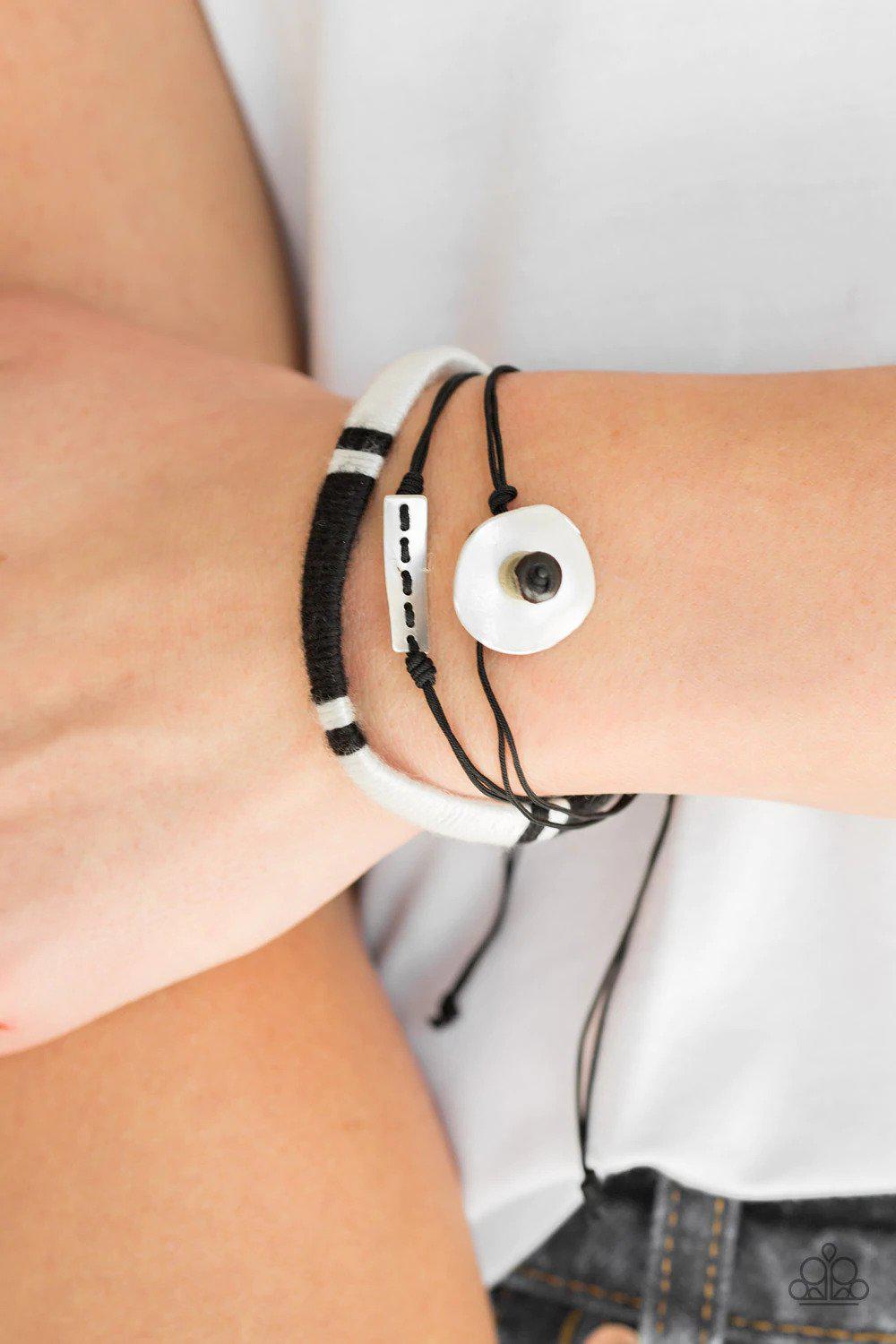 Jetsetter Journey Black & White Urban Bracelet - Paparazzi Accessories- on model - CarasShop.com - Paparazzi Jewelry by Cara Jewels