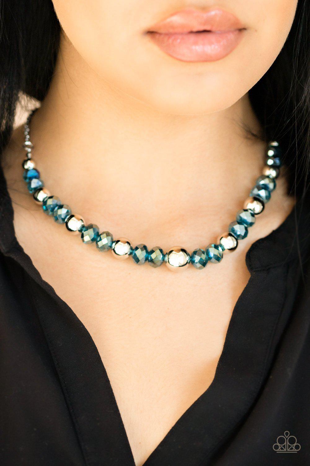 Jewel Jam Metallic Blue Oil Spill Necklace - Paparazzi Accessories- lightbox - CarasShop.com - Paparazzi Jewelry by Cara Jewels
