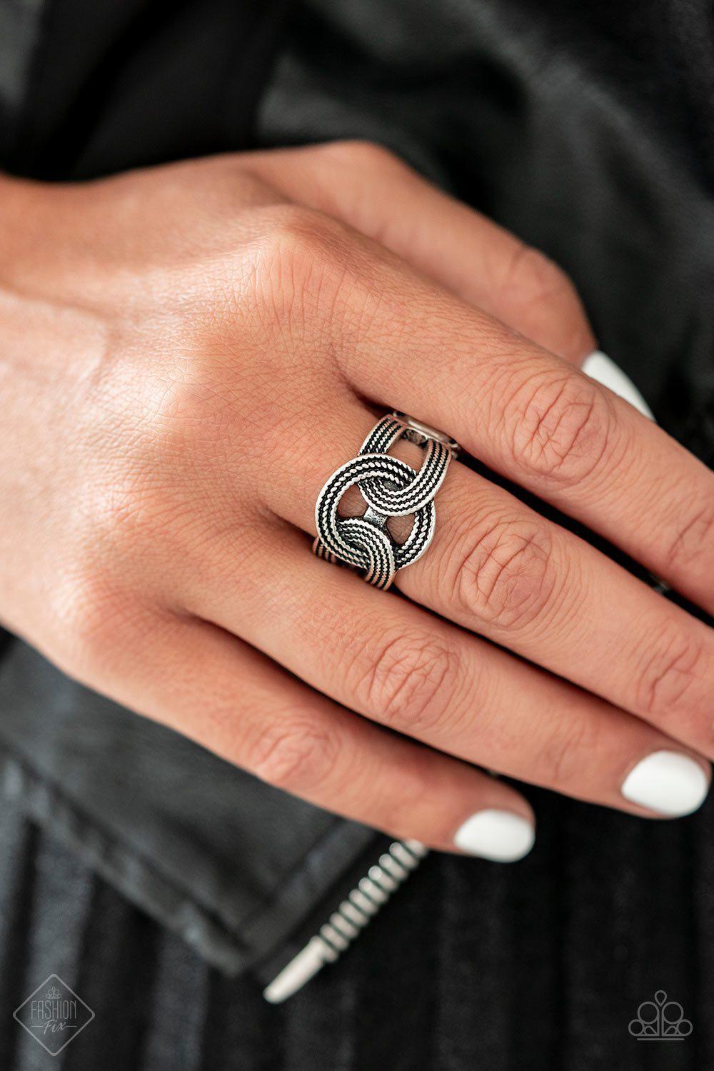 Join Forces Silver Ring - Paparazzi Accessories- lightbox - CarasShop.com - Paparazzi Jewelry by Cara Jewels
