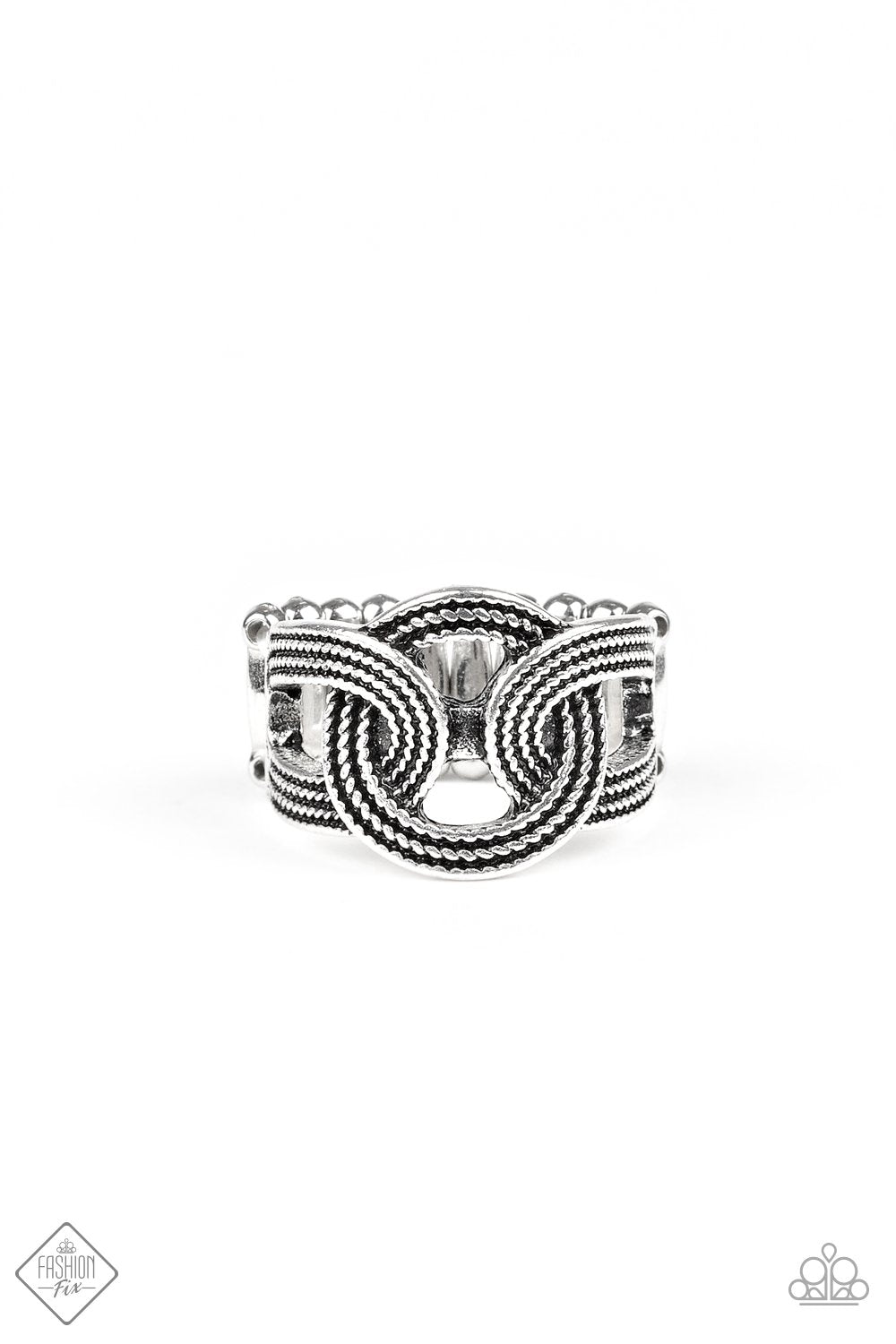 Join Forces Silver Ring - Paparazzi Accessories- on model - CarasShop.com - Paparazzi Jewelry by Cara Jewels