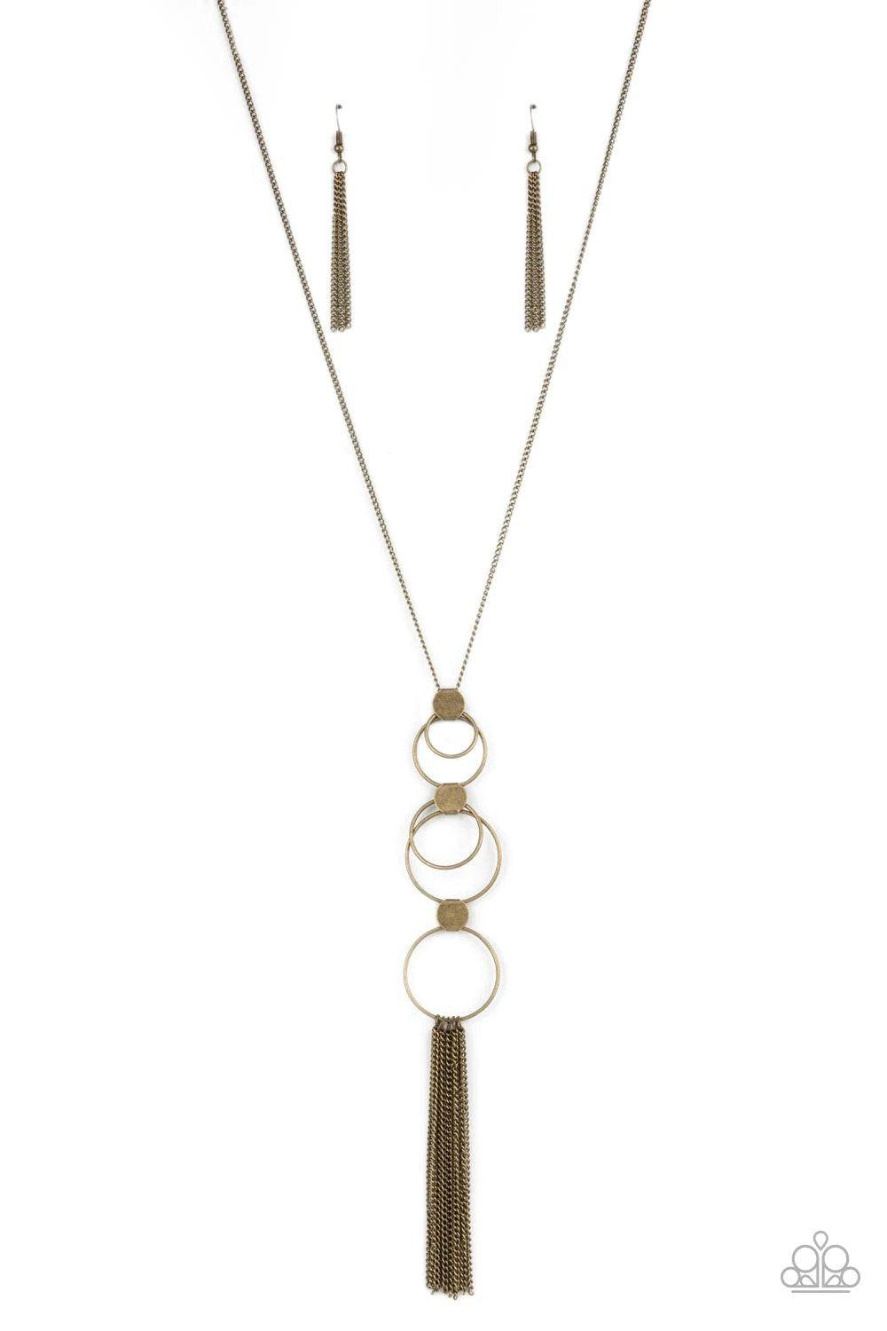 Join The Circle Brass Necklace - Paparazzi Accessories- lightbox - CarasShop.com - Paparazzi Jewelry by Cara Jewels