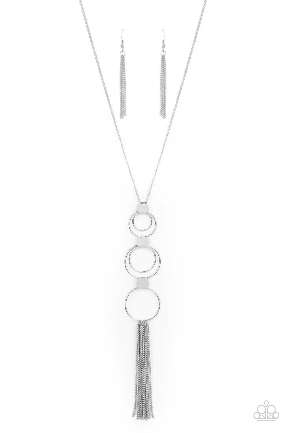 Join The Circle Silver Necklace - Paparazzi Accessories- lightbox - CarasShop.com - Paparazzi Jewelry by Cara Jewels