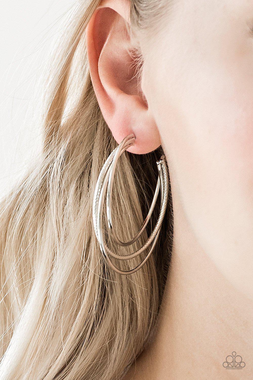 Jumpin' Through Hoops Silver Hoop Earrings - Paparazzi Accessories- lightbox - CarasShop.com - Paparazzi Jewelry by Cara Jewels