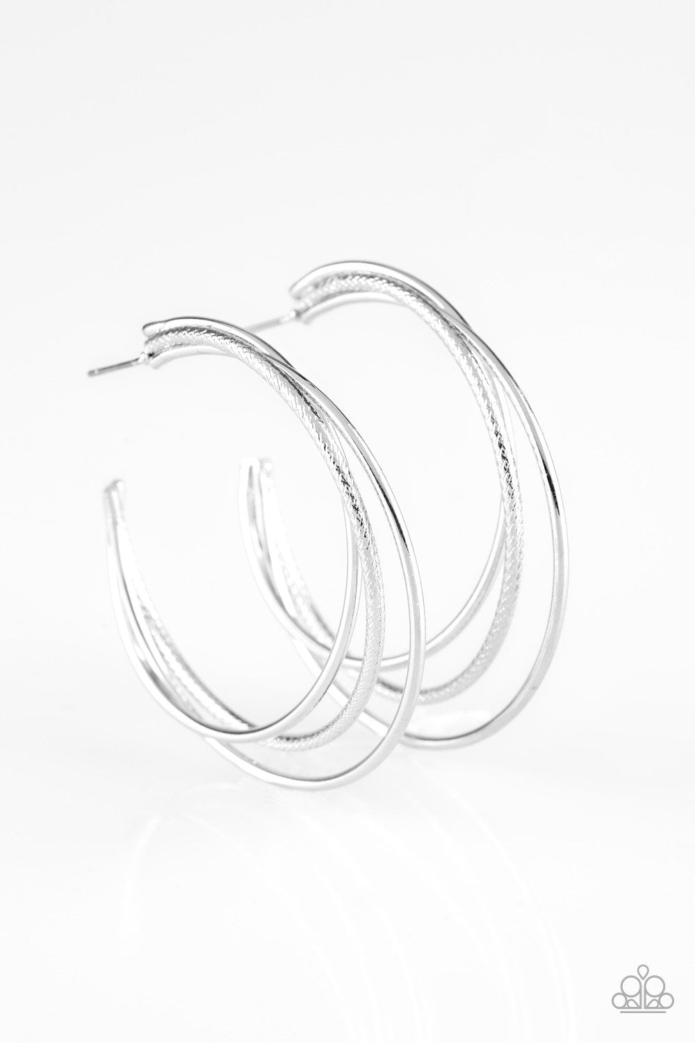 Jumpin' Through Hoops Silver Hoop Earrings - Paparazzi Accessories- on model - CarasShop.com - Paparazzi Jewelry by Cara Jewels
