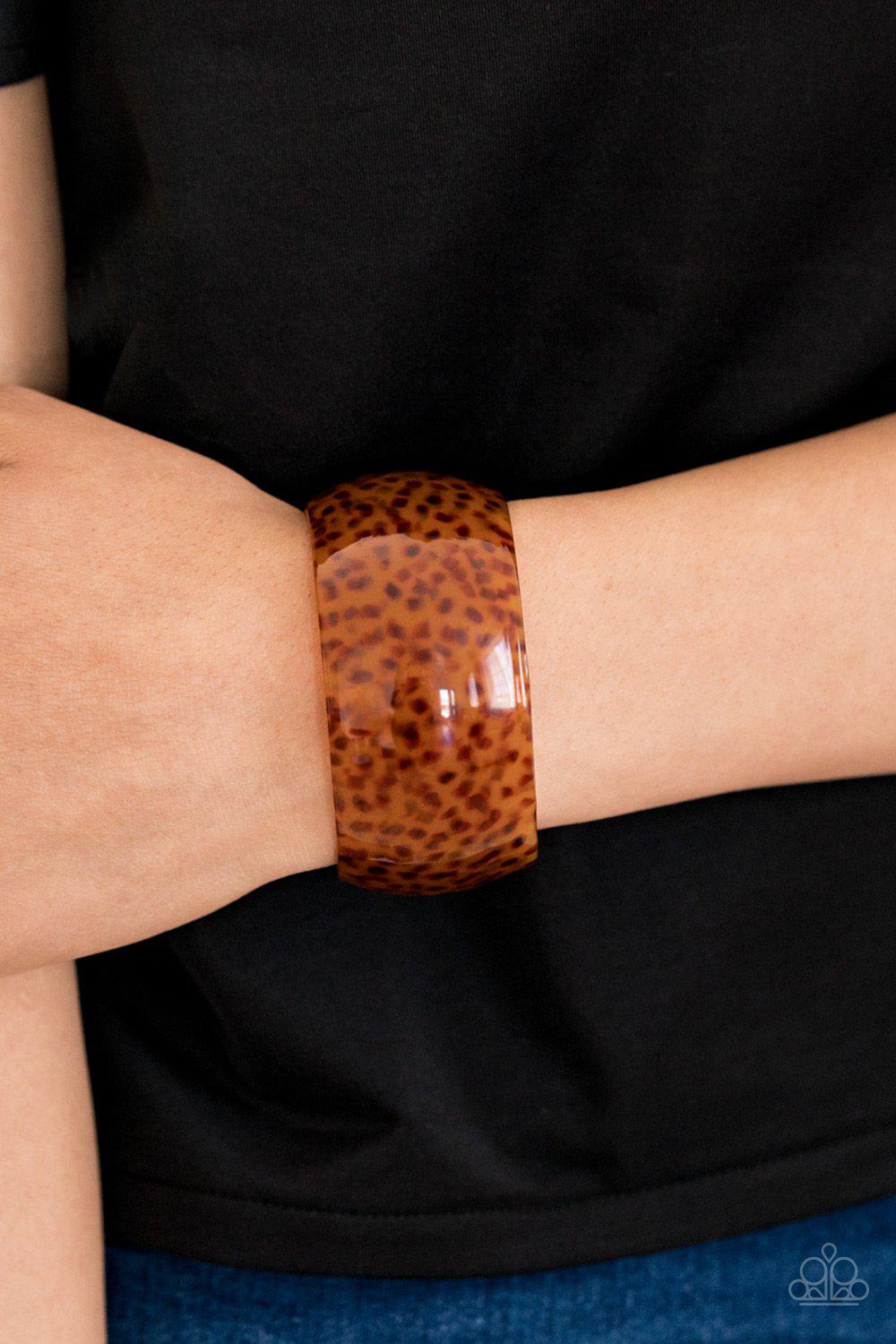 Jungle Cruise Brown Animal Print Acrylic Cuff Bracelet - Paparazzi Accessories- lightbox - CarasShop.com - Paparazzi Jewelry by Cara Jewels