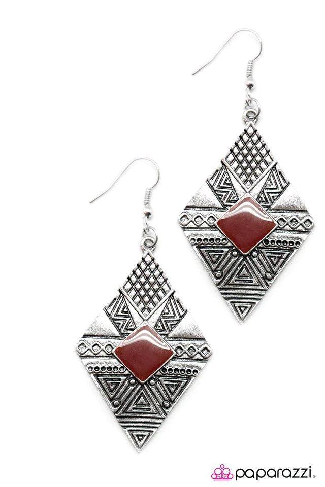 Jungle Cruz Red Earrings - Paparazzi Accessories- lightbox - CarasShop.com - Paparazzi Jewelry by Cara Jewels
