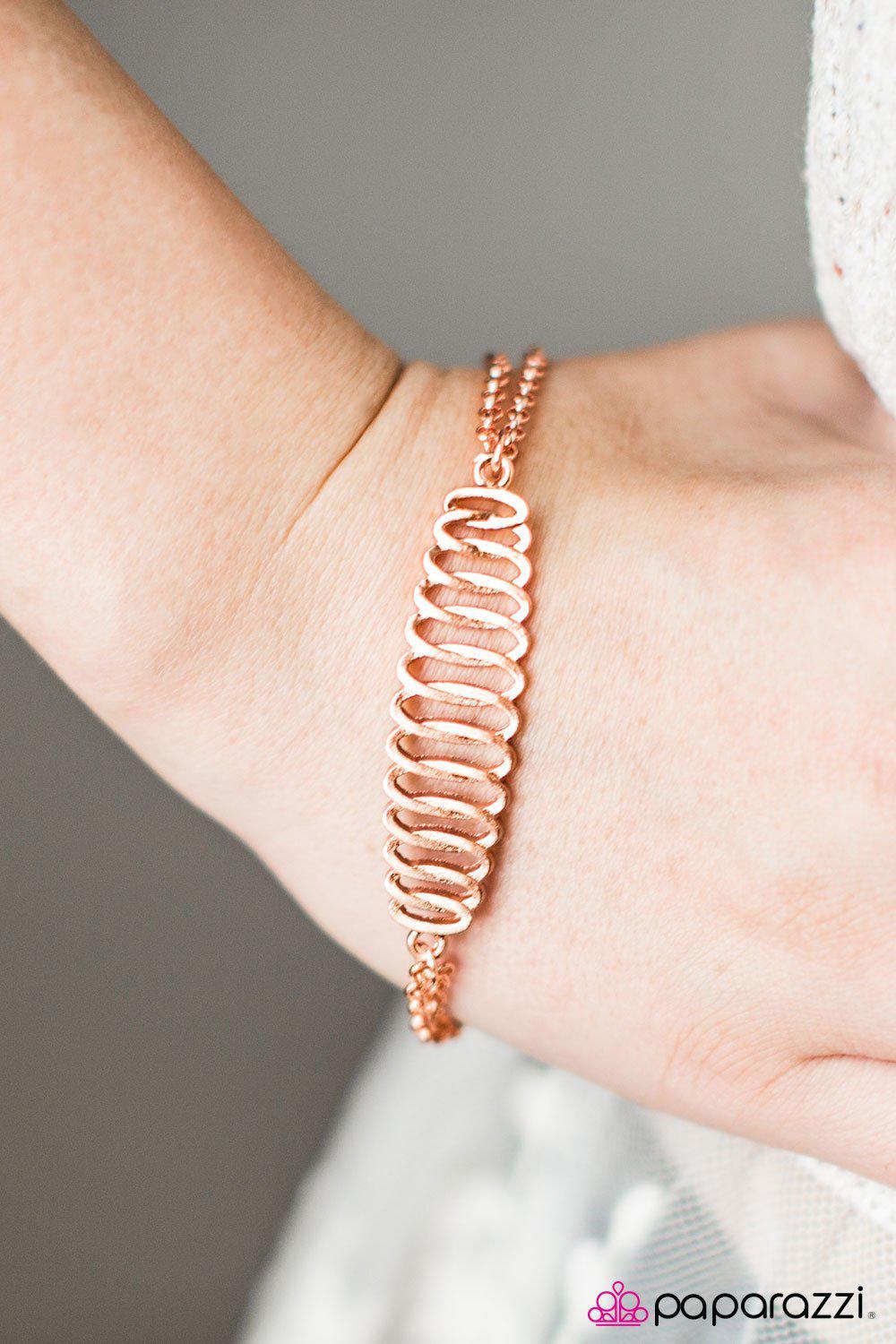 Jungle Journey Shiny Copper Bracelet - Paparazzi Accessories- lightbox - CarasShop.com - Paparazzi Jewelry by Cara Jewels