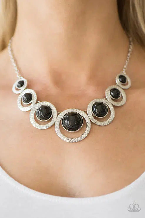Jungle River Black Necklace - Paparazzi Accessories- on model - CarasShop.com - Paparazzi Jewelry by Cara Jewels
